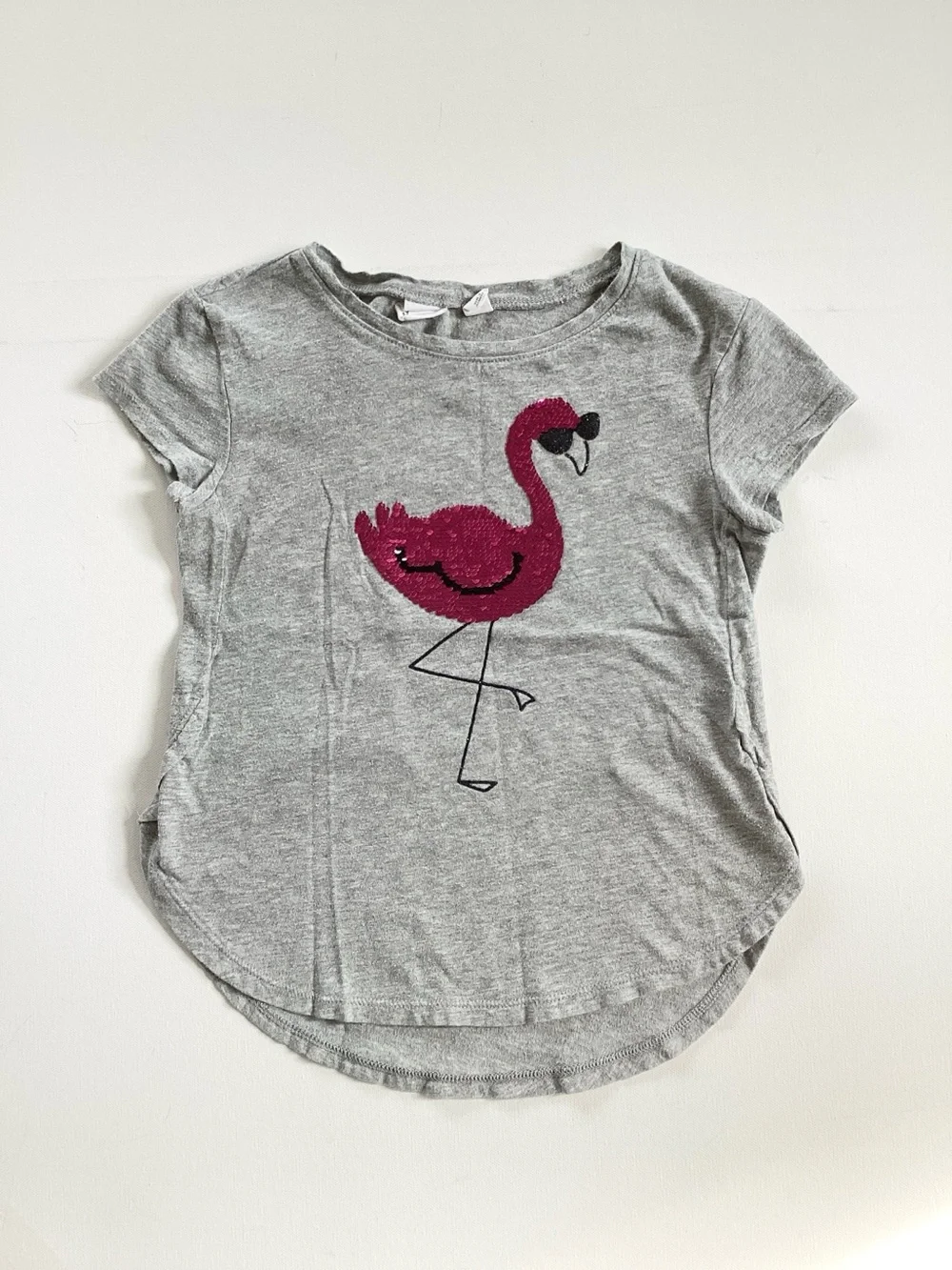 Gap Gray Flip Sequin Flamingo T-shirt